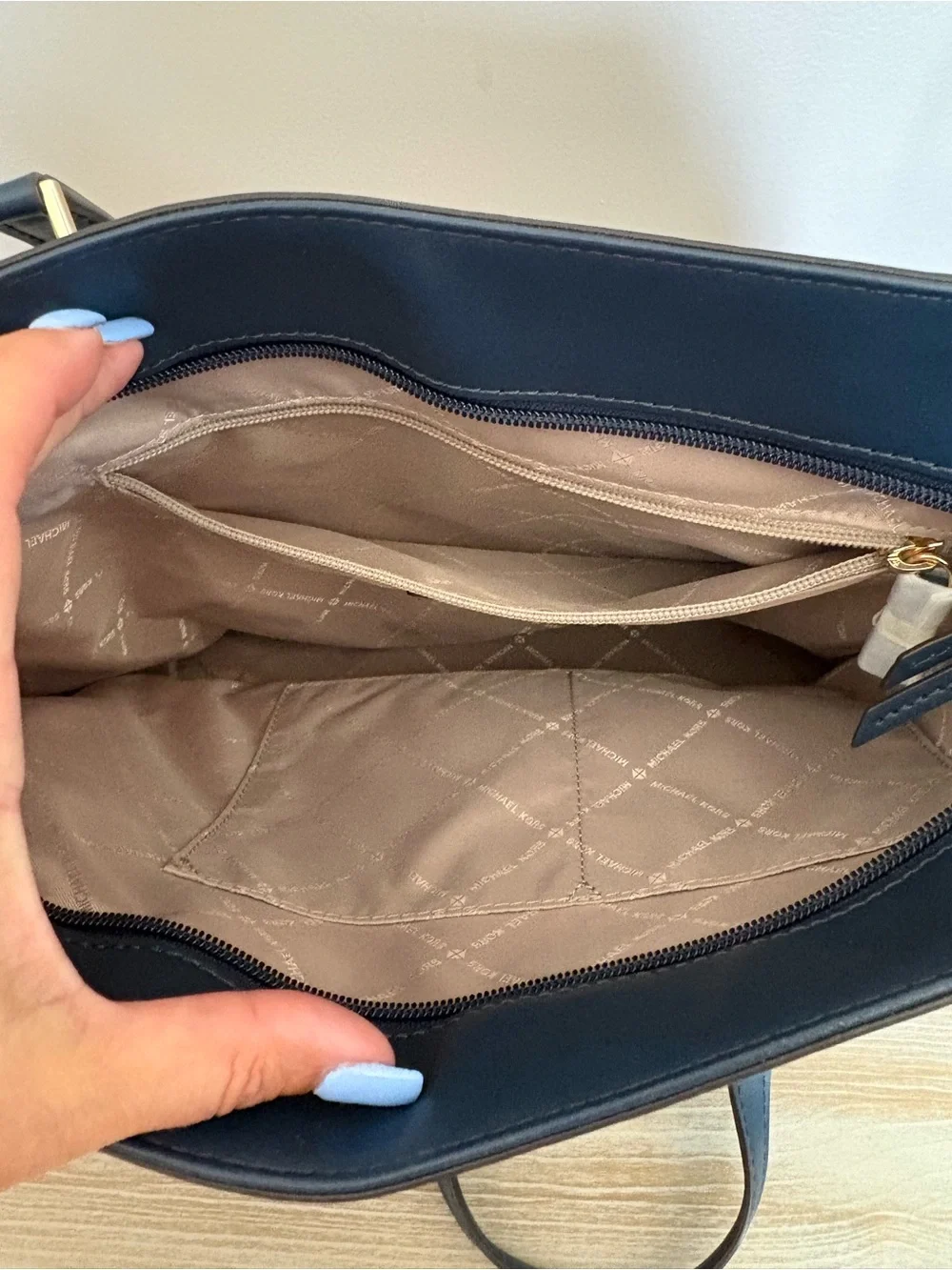 Michael Kors Navy and White Signature Stripe Tote